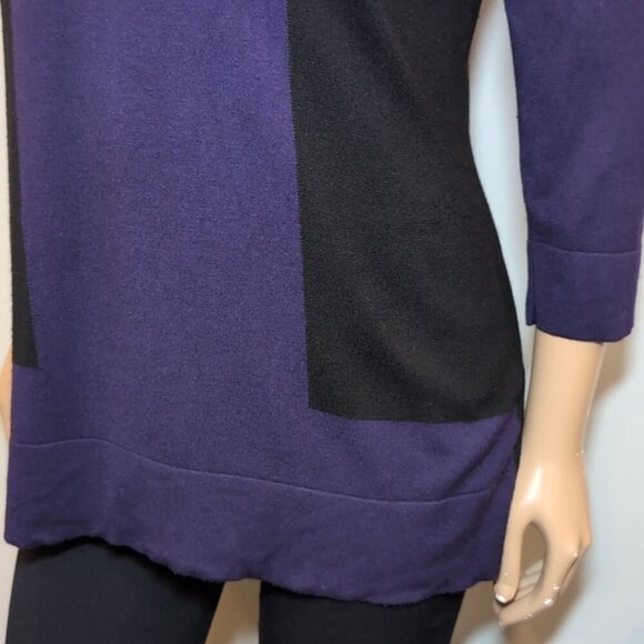 Windsmoor Color Block Sweater Cropped Sleeve Lightweight Tunic Size Small Purple - Picture 3 of 10